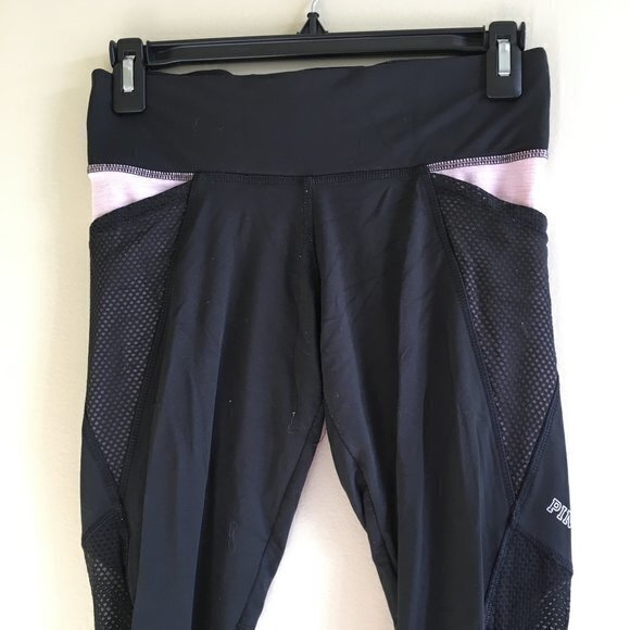 PINK Victoria's Secret ULTIMATE Leggings Sheer Mesh Ankle Pants Pockets - Picture 3 of 8